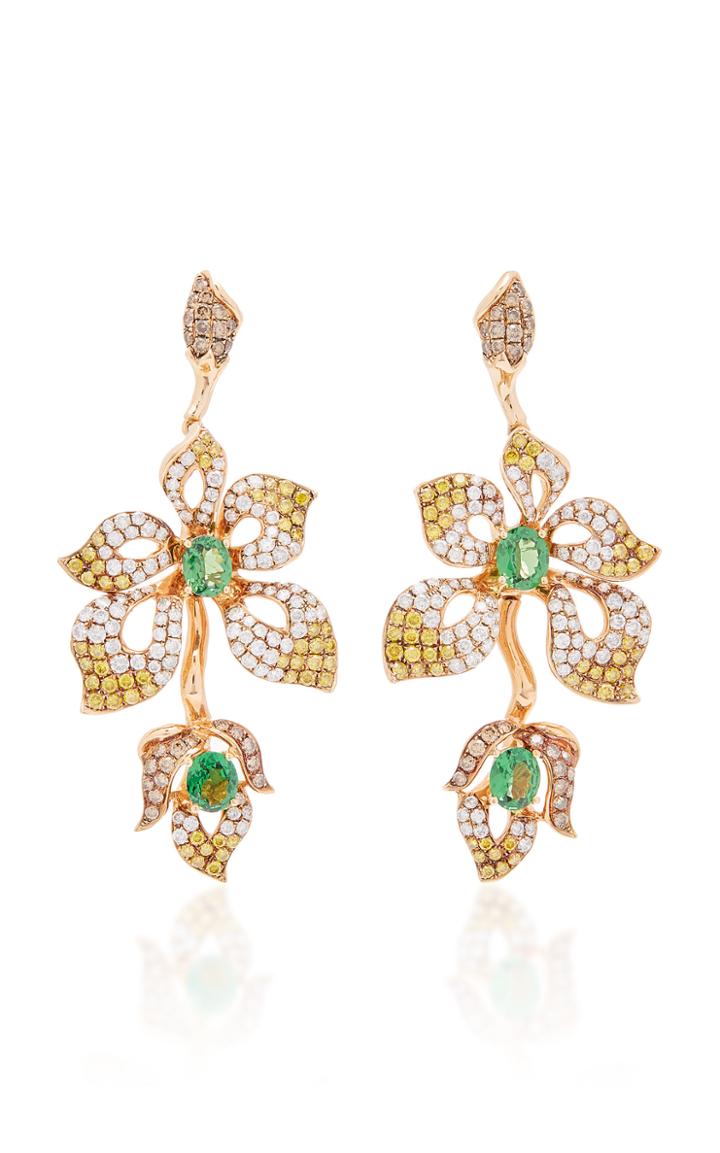 Wendy Yue Diamond Flower Drop Earrings