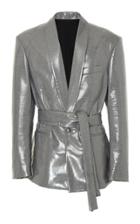 Balmain Plastic Jersey Shawl Collar Jacket With Belt