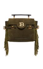 Balmain B-buzz 23 Quilted Fringe Suede Top Handle Bag