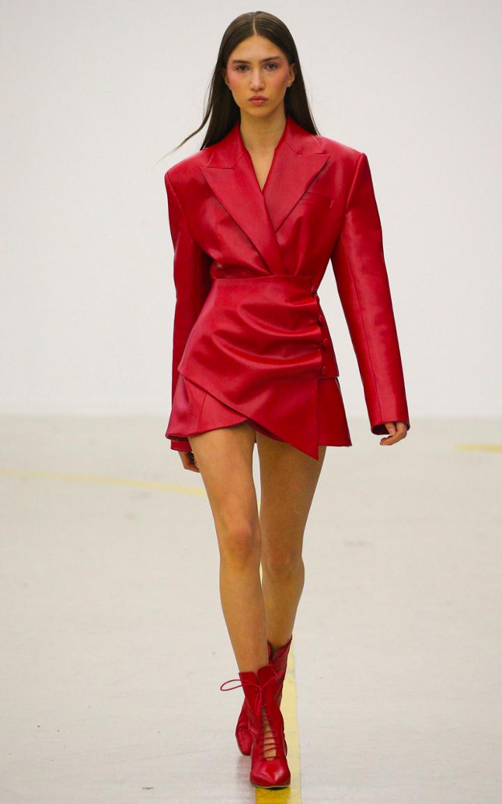 Matriel A-line Faux Leather Blazer