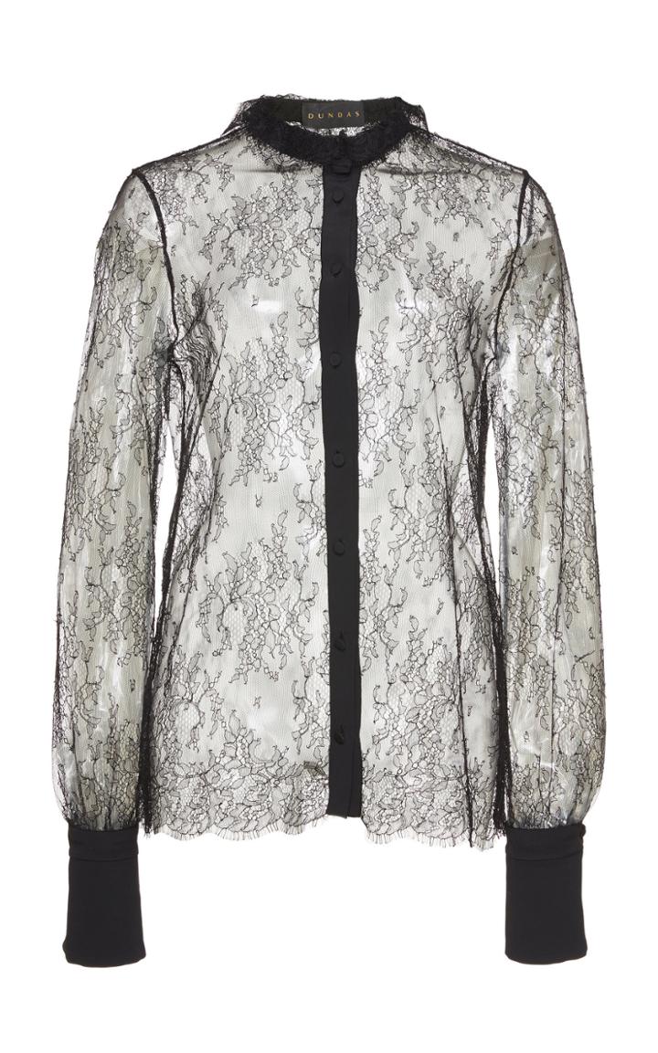 Dundas Black Lace Button Down Shirt