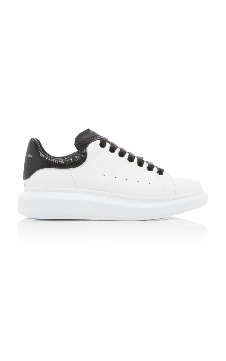 Alexander Mcqueen Python-effect Trimmed Leather Sneakers