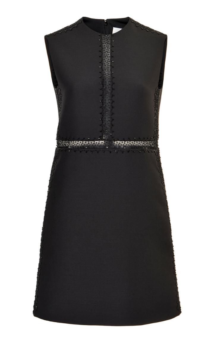 Moda Operandi Valentino Embroidered Wool-silk Mini Dress