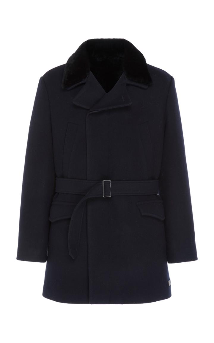 Yves Salomon Paris Fur-trimmed Wool-blend Coat