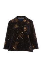 Pro Double-breasted Embellished Cropped Velvet Jacket