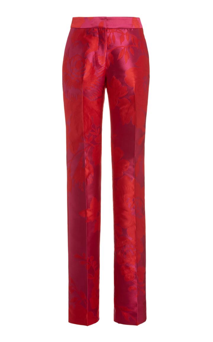 Carolina Herrera High-rise Silk-jacquard Straight-leg Pants