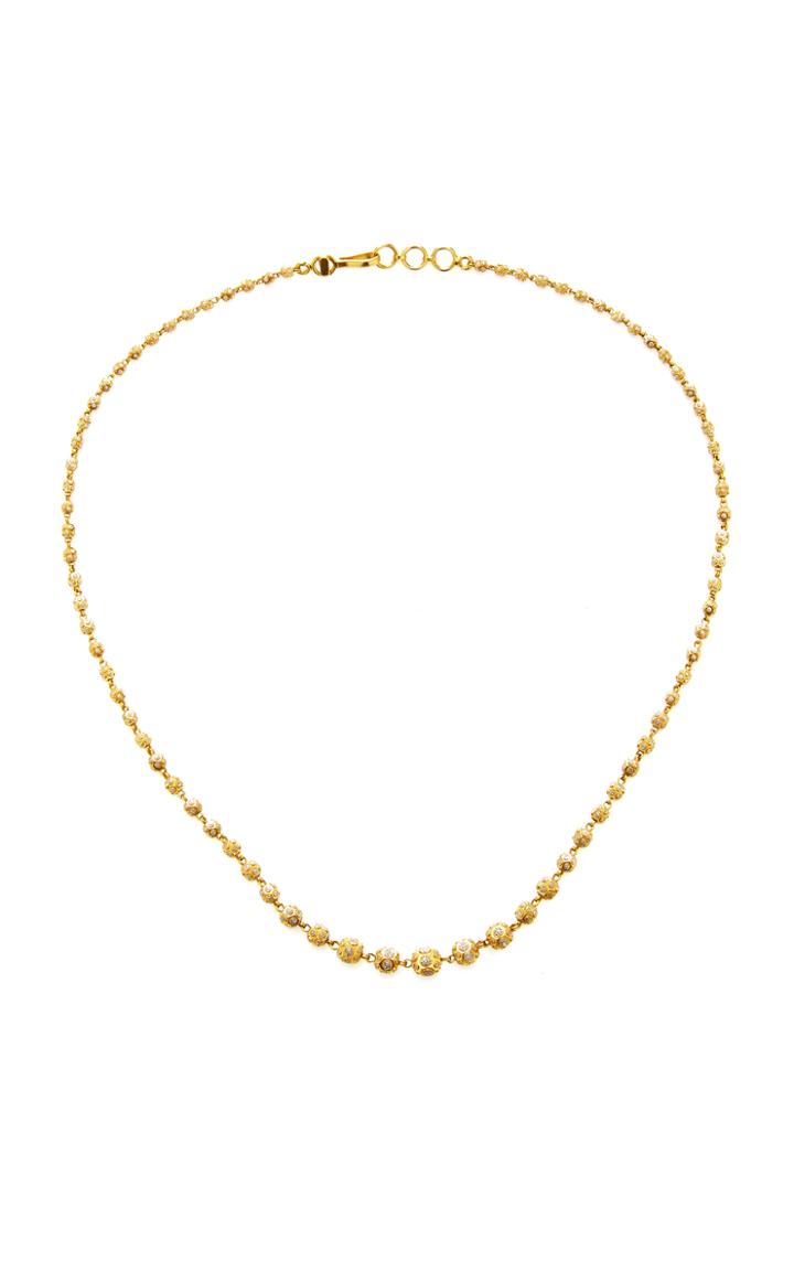 Madhuri Parson Diamond Cut Gold Ball Drops Necklace