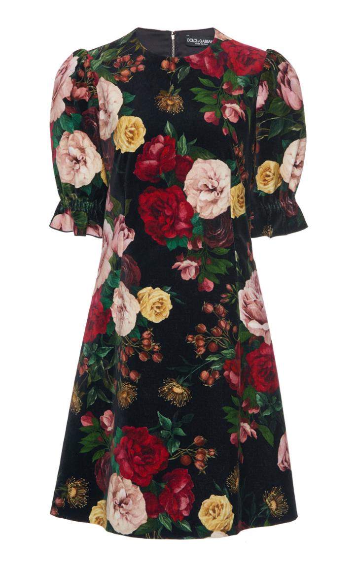 Dolce & Gabbana Floral-print Cotton-blend Mini Dress