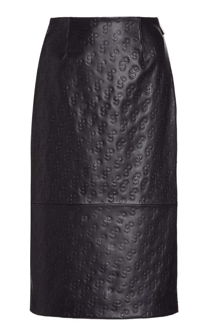 Moda Operandi Saks Potts Bill Logo-embossed Leather Pencil Skirt