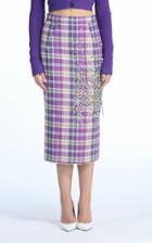 Moda Operandi N21 Embellished Plaid Pencil Skirt