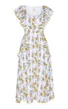Gl Hrgel Ruffled Floral-print Linen Midi Dress