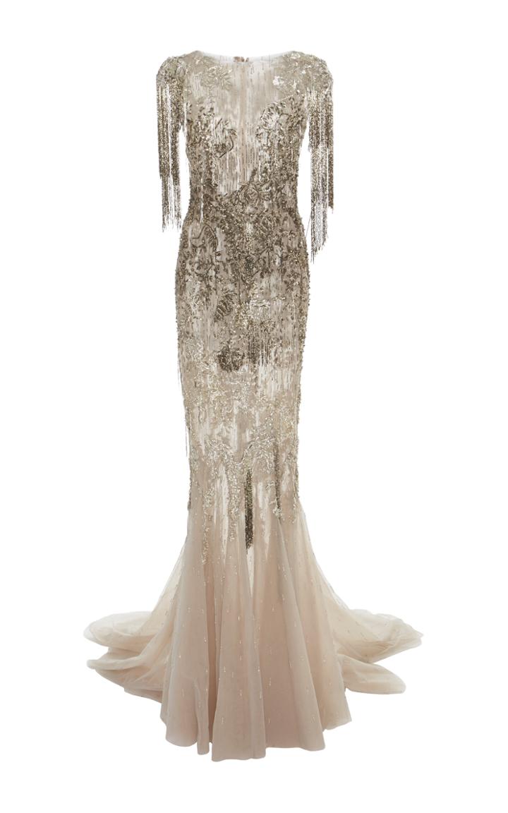 Marchesa Degrad Beaded Trumpet Gown