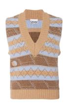 Ganni Sequined Argyle Wool-blend Sweater Vest