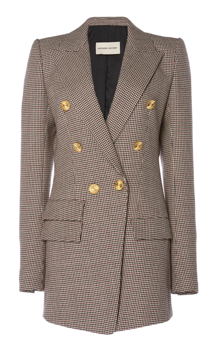 Alexandre Vauthier Double Breasted Wool Plaid Blazer