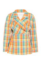 Moda Operandi Rejina Pyo Jodie Plaid Cotton-blend Wrap Jacket Size: S