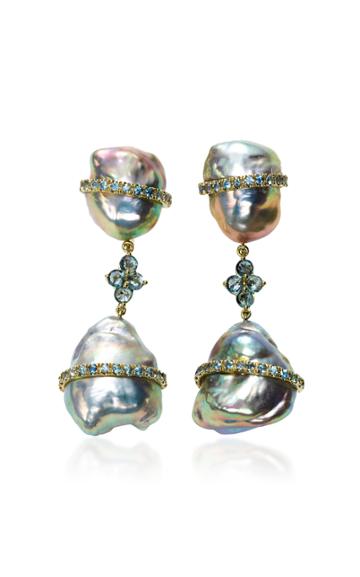 Rush Jewelry Design 18k Yellow-gold Baroque Pearl And Sapphire Drop Ea