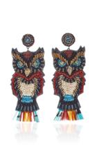 Deepa Gurnani Owl Cotton, Beaded And Gold-plated Earrings