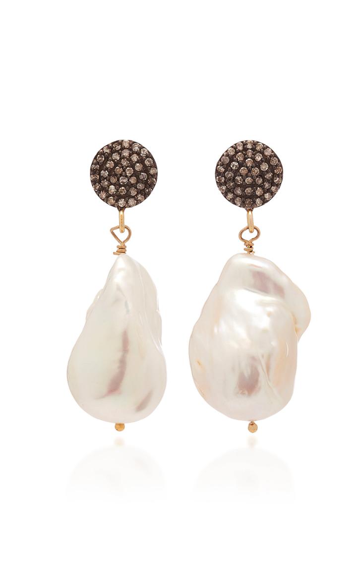 Joie Digiovanni 18k Gold-plated Sterling Silver Diamond And Pearl Earrings