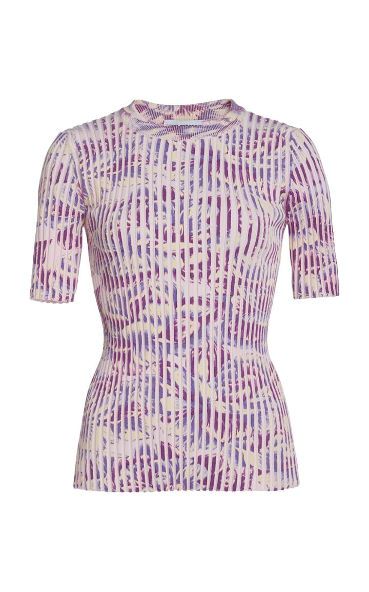 Moda Operandi Paco Rabanne Printed Ribbed-knit Cotton T-shirt