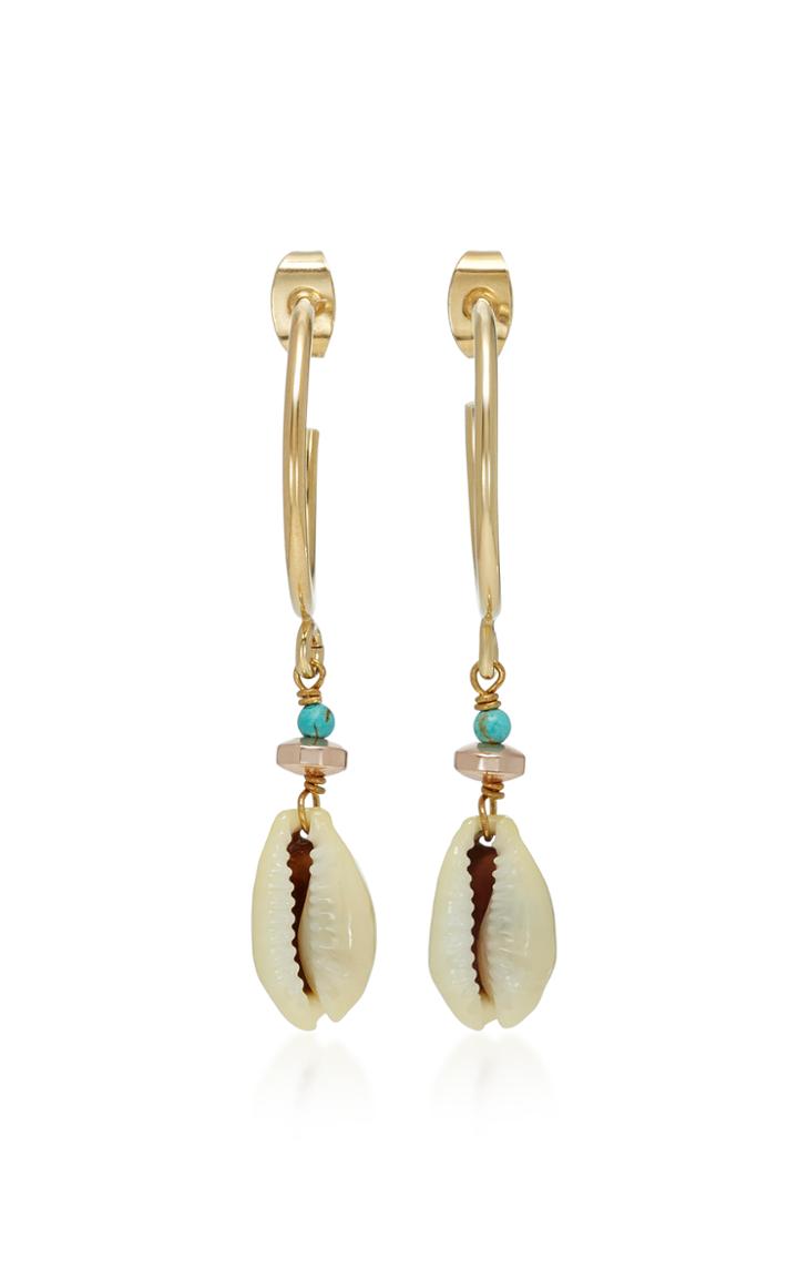 Isabel Marant Malebo Gold-tone Bead And Shell Hoop Drop Earrings