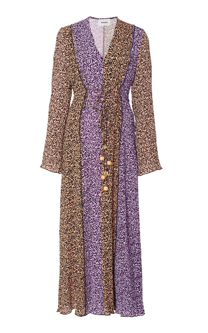Nanushka Kamil Paneled Animal-print Maxi Dress