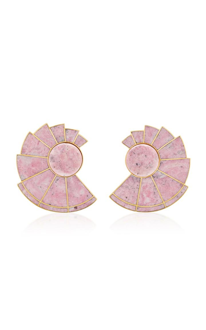 Monica Sordo Nautilus Earfan 24k Gold-plated Brass Rodonite Earrings