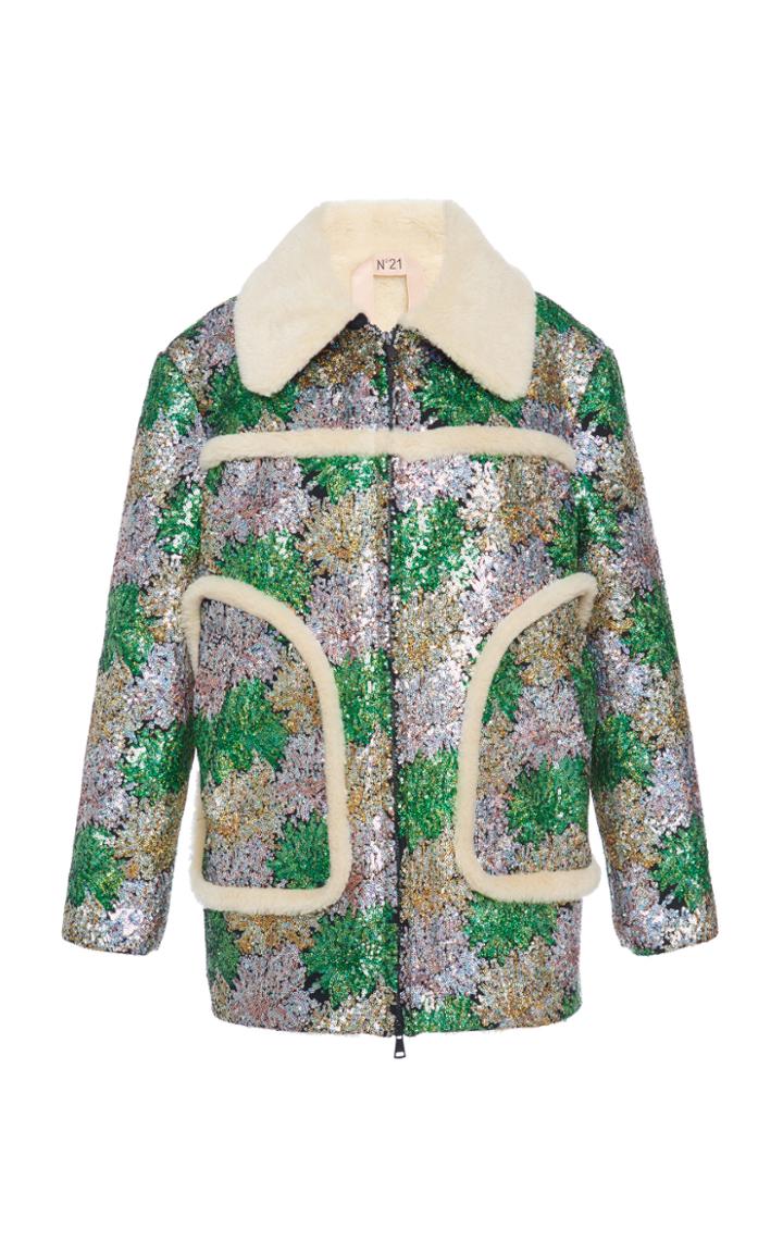 Moda Operandi N21 Shearling-lined Sequined Coat