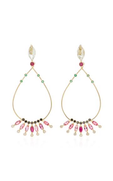 Carolina Neves 18k Gold Multi-stone Drop Earrings