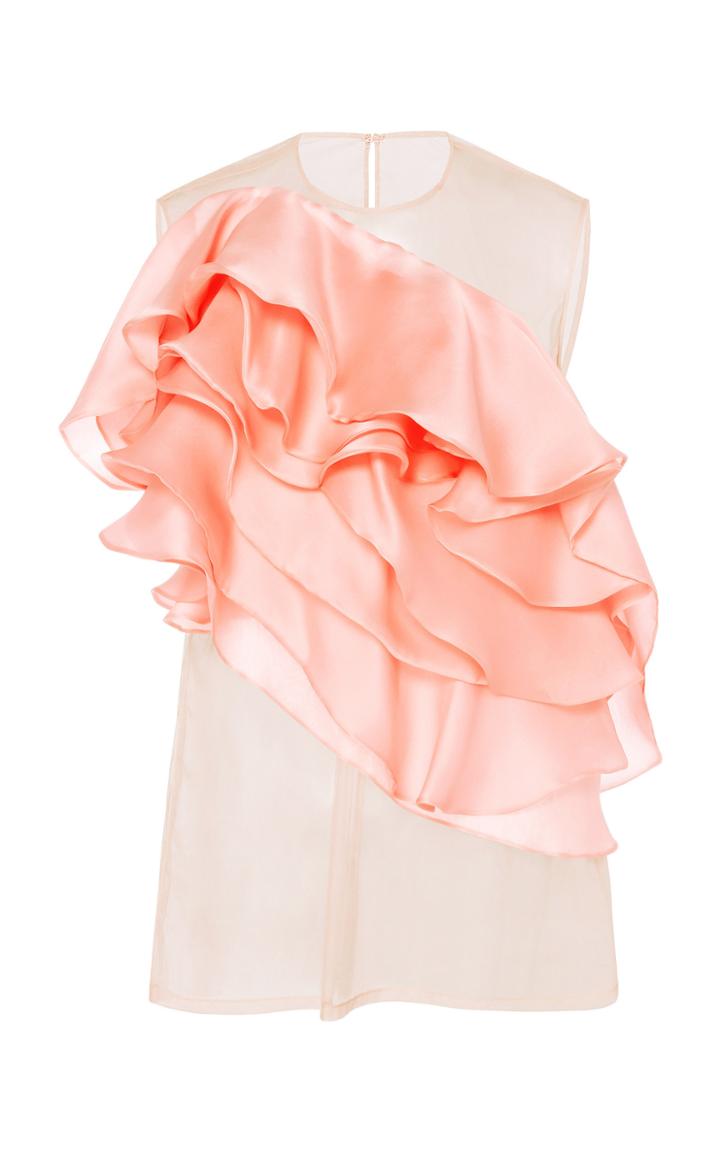 Moda Operandi Costarellos One-shoulder Organza Frill Blouse Size: 36