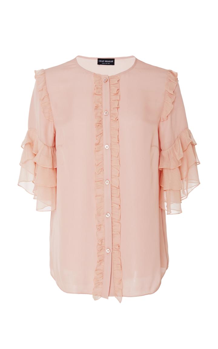 Oday Shakar Short Sleeve Ruffle Top