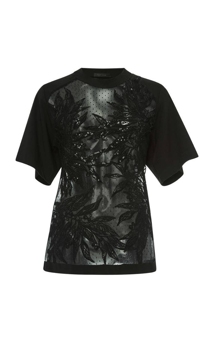 Elie Saab Bead Embroidered Tulle Top