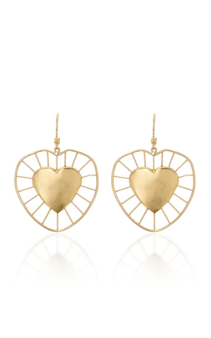 Christina Alexiou Large Radial Heart Wire Drop Earrings