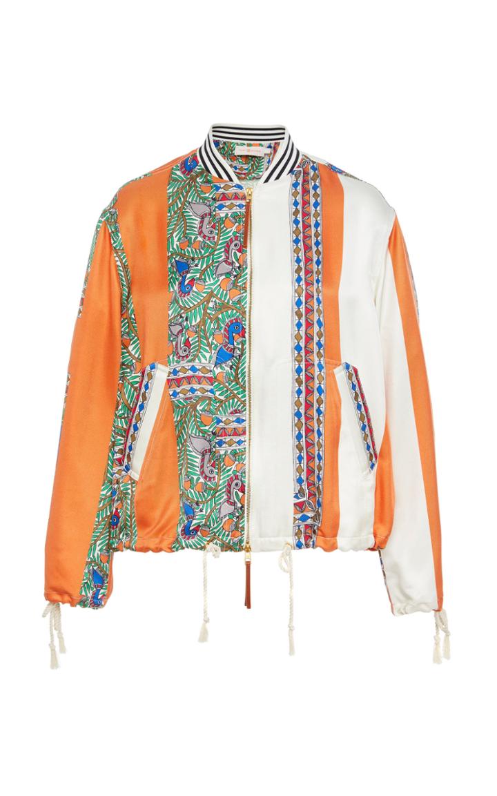 Tory Burch Printed Silk Bomber Jacket
