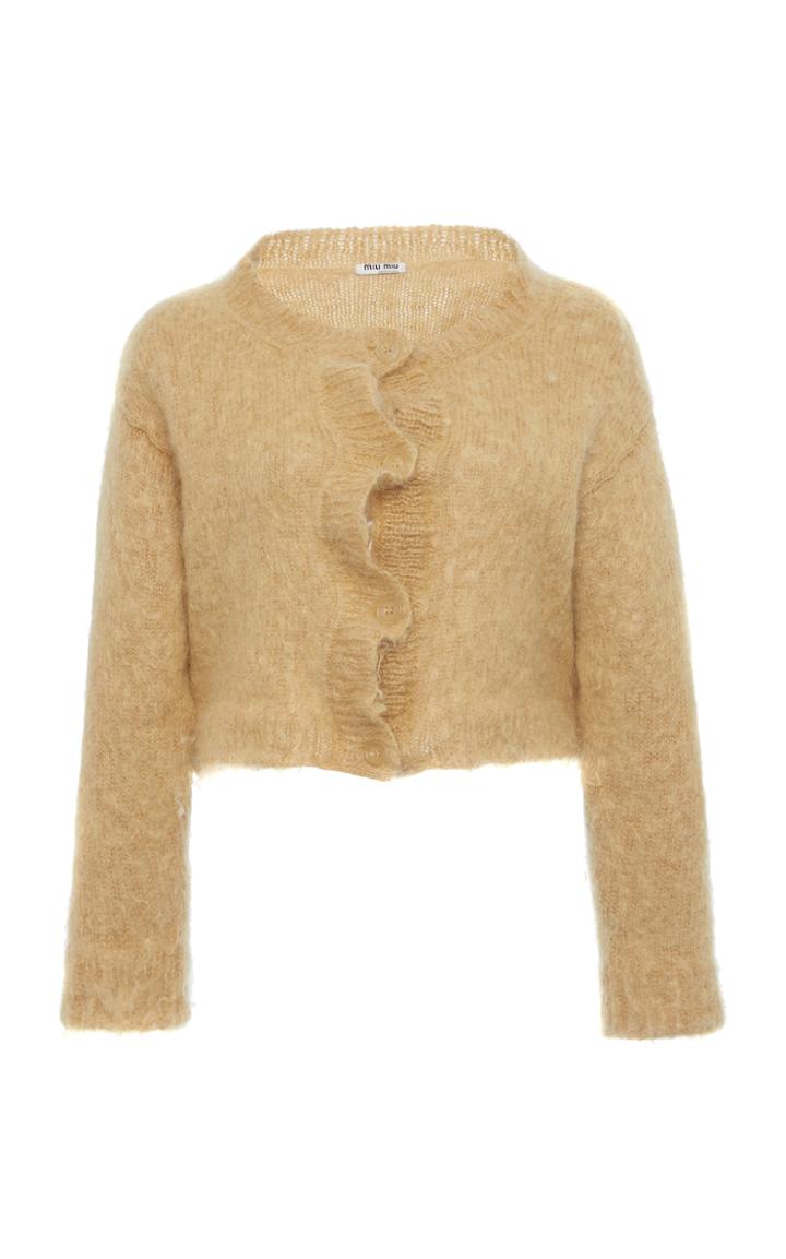 Moda Operandi Miu Miu Off-the-shoulder Knit Cropped Top Size: 40