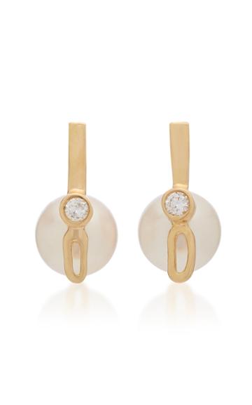 Katey Walker 18k Gold Pearl And Diamond Earrings