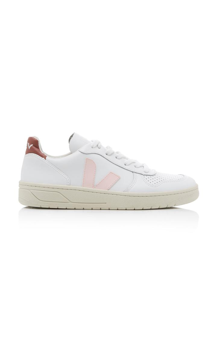 Veja V-10 Leather Mesh And Suede Sneakers
