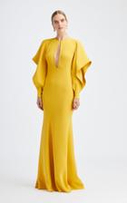 Moda Operandi Oscar De La Renta Cascade Long Sleeve Silk-blend Gown