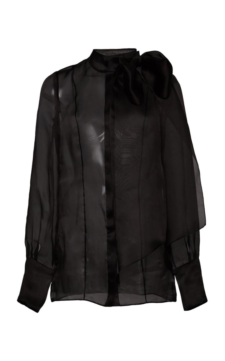 Pamella Roland Silk Organza Bow Blouse