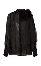 Pamella Roland Silk Organza Bow Blouse