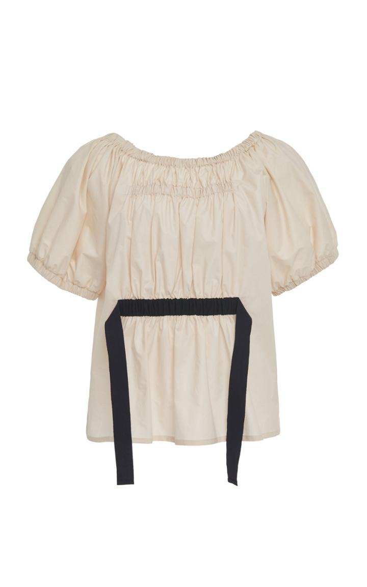 Moda Operandi Molly Goddard Echo Gathered Cotton Tie-detailed Top Size: 6