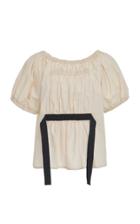 Moda Operandi Molly Goddard Echo Gathered Cotton Tie-detailed Top Size: 6