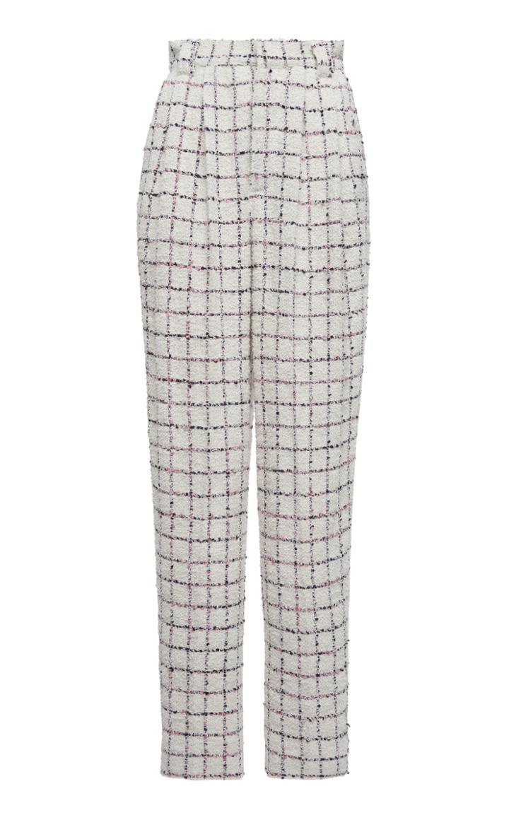 Moda Operandi Alessandra Rich Checked Boucle-tweed Straight-leg Pants