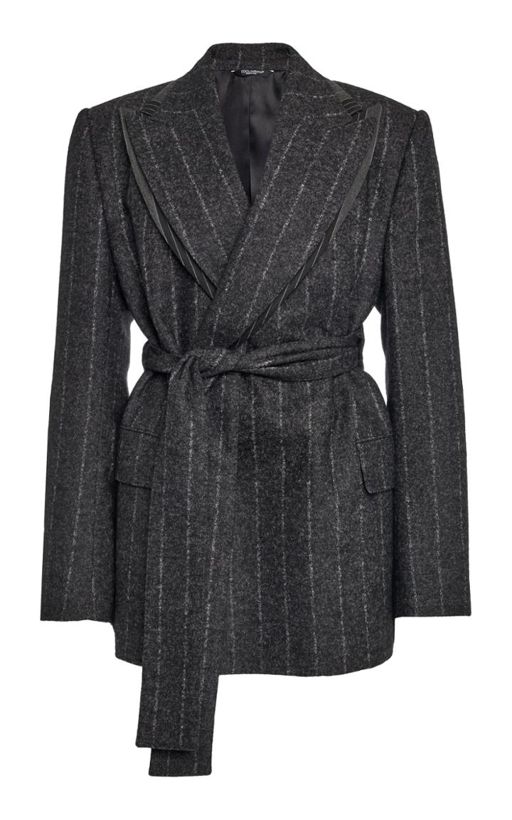 Moda Operandi Dolce & Gabbana Belted Pinstriped Cady Blazer