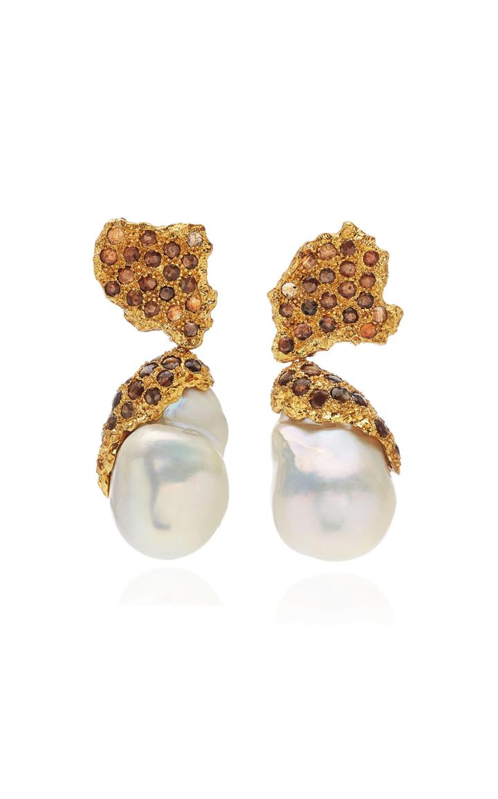 Moda Operandi Pacharee 18k Yellow Gold Gold Sheen Sapphire Earrings