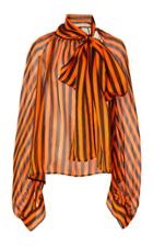 Petar Petrov Striped Silk-chiffon Tie-neck Blouse