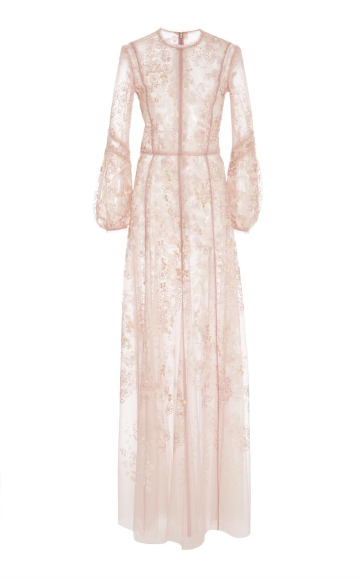 J. Mendel Bishop Sleeve Embroidered Gown