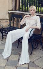 Costarellos Bridal Chantilly Lace Cropped Top