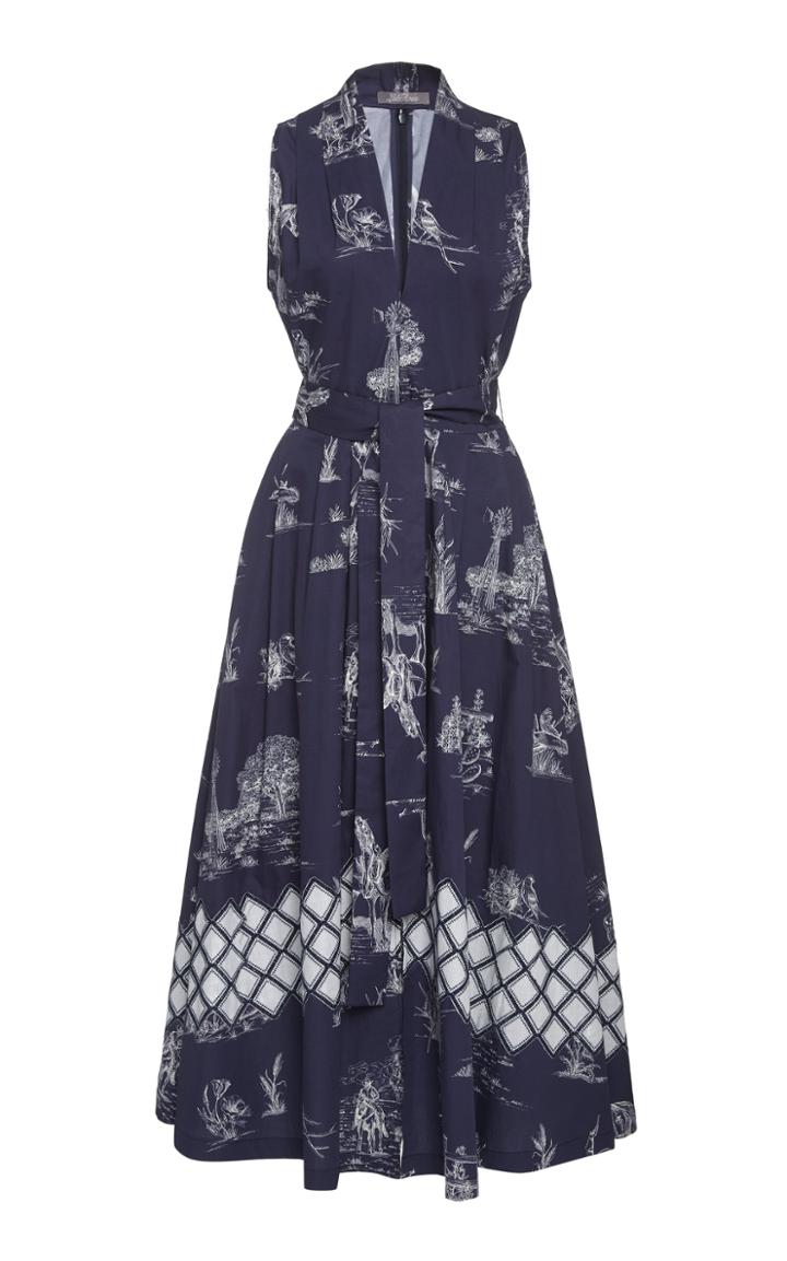 Lela Rose Belted V-neck Dress
