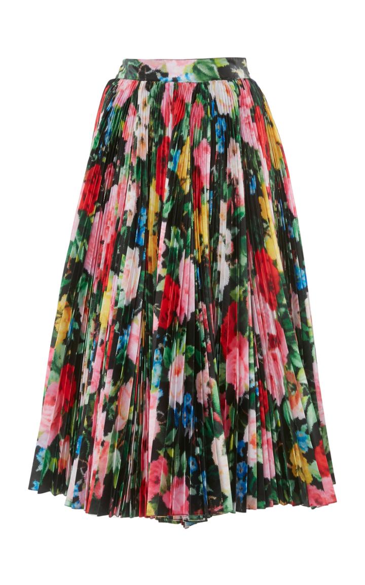 Richard Quinn High-rise Floral-print Pleated Chiffon Skirt