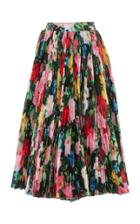 Richard Quinn High-rise Floral-print Pleated Chiffon Skirt